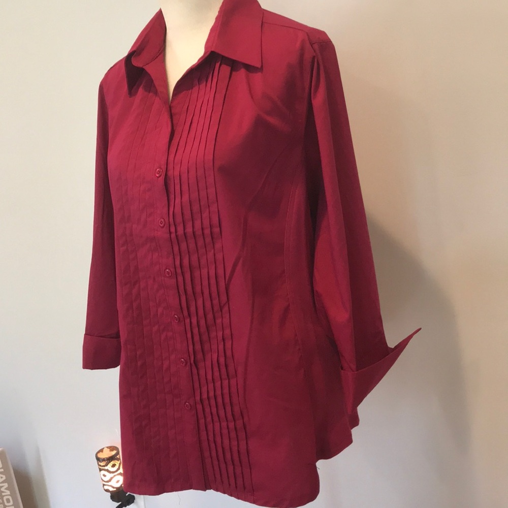 Investments II Pintuck Button Down Shirt - 2X